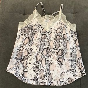Snake skin pattered silk tank